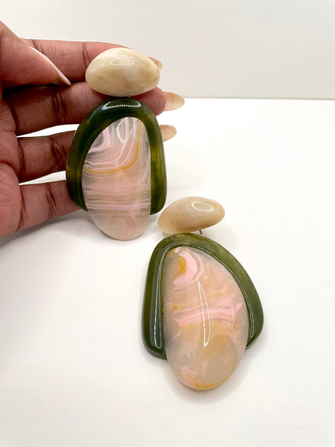 Awande Green & Pink Oversized Drop Earring