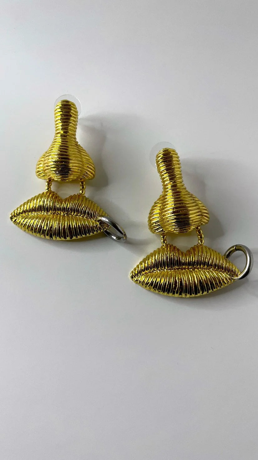 Crystal Gold Bouche & Oreilles Textured Earrings