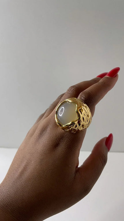 Treyvonne Gold Translucent Gem Glam Ring