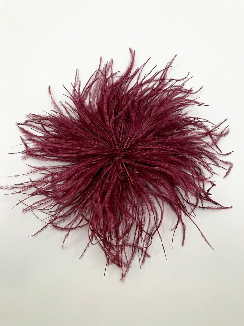 Londeka Gorgeous Burgundy Ostrich Feather Brooch