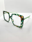 Eze Oversized Green Terrazzo Transparent Lens Glasses