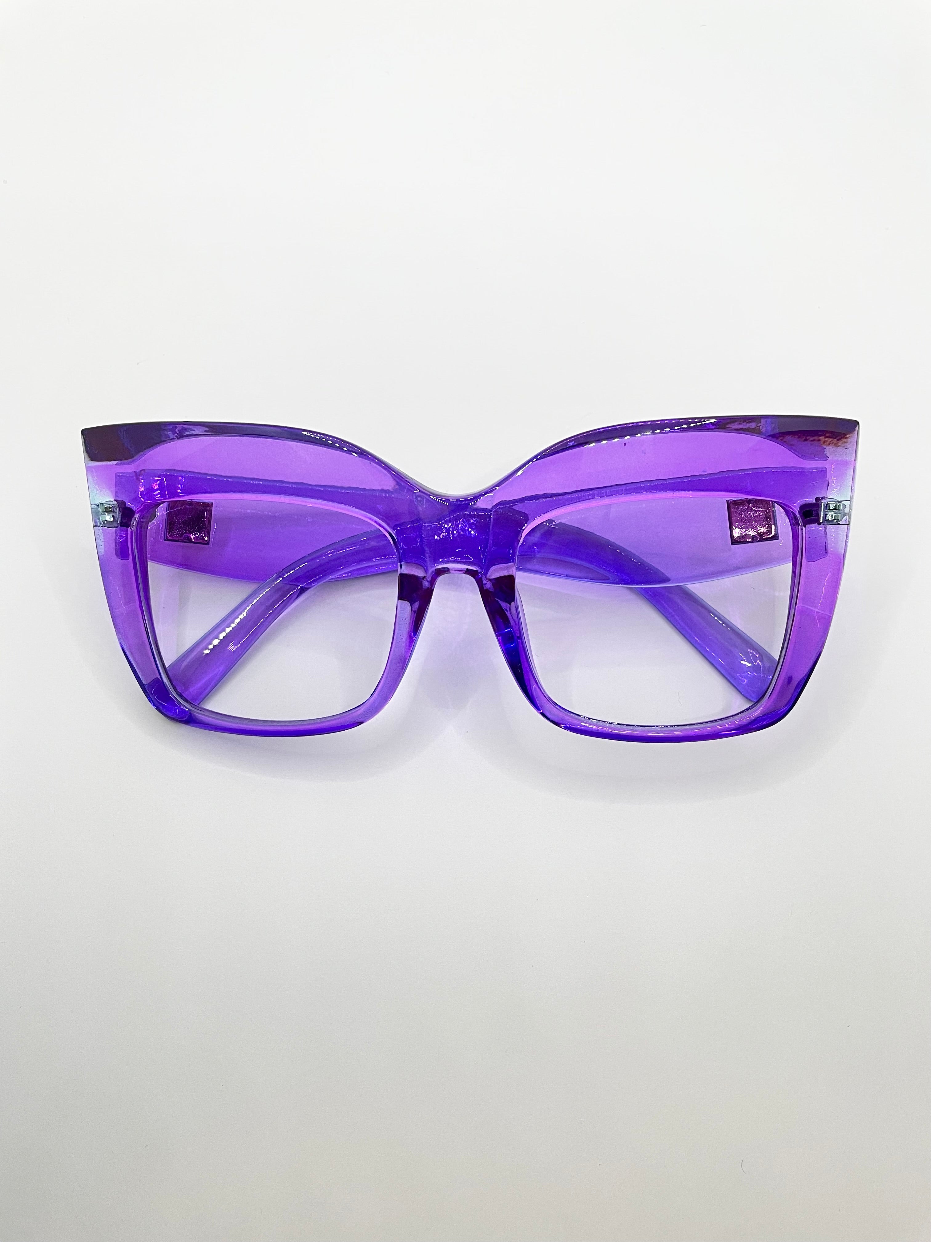 Khosi Oversized Purple Transparent Lens Glasses
