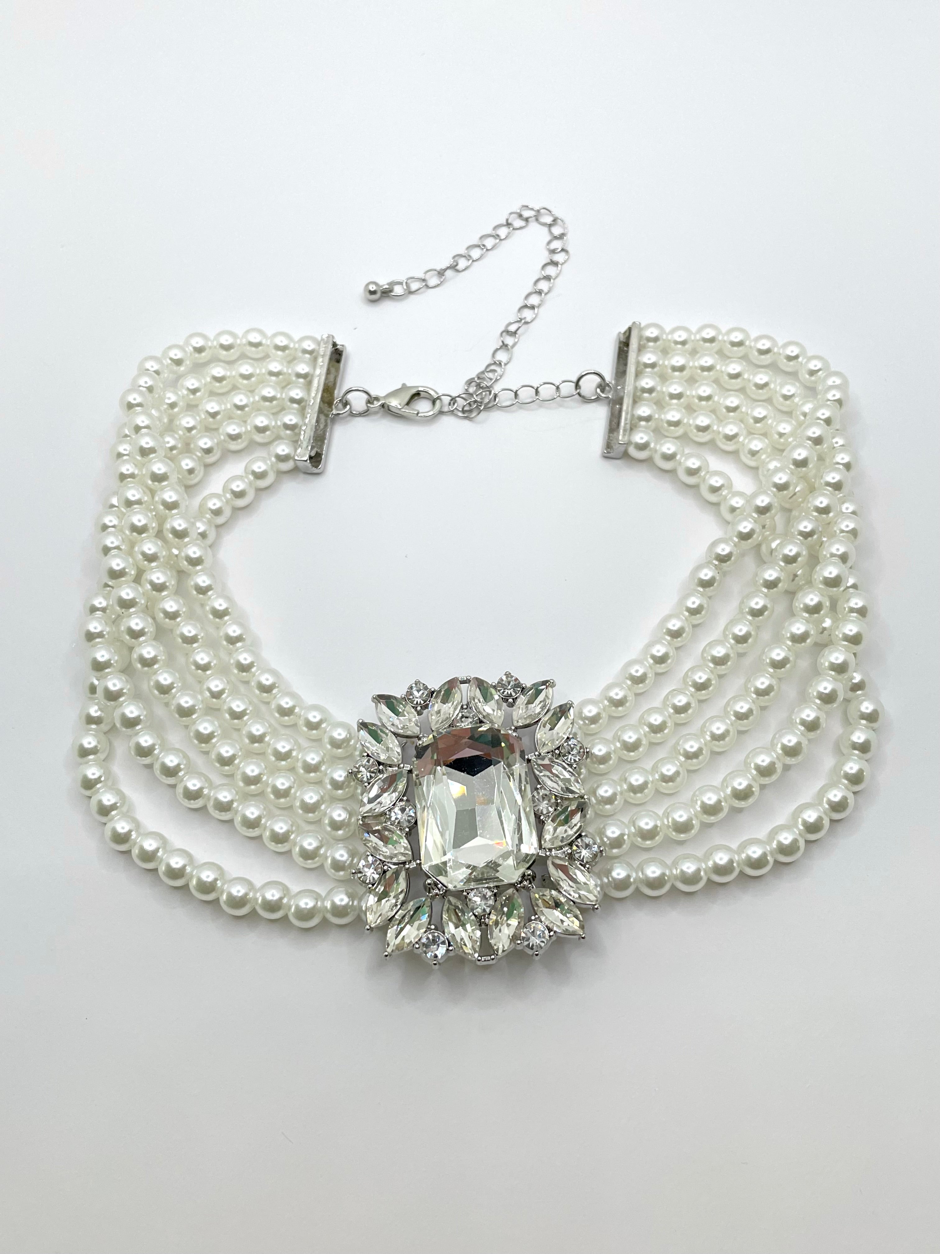 Leila Glamorous Crystal & Pearl Necklace