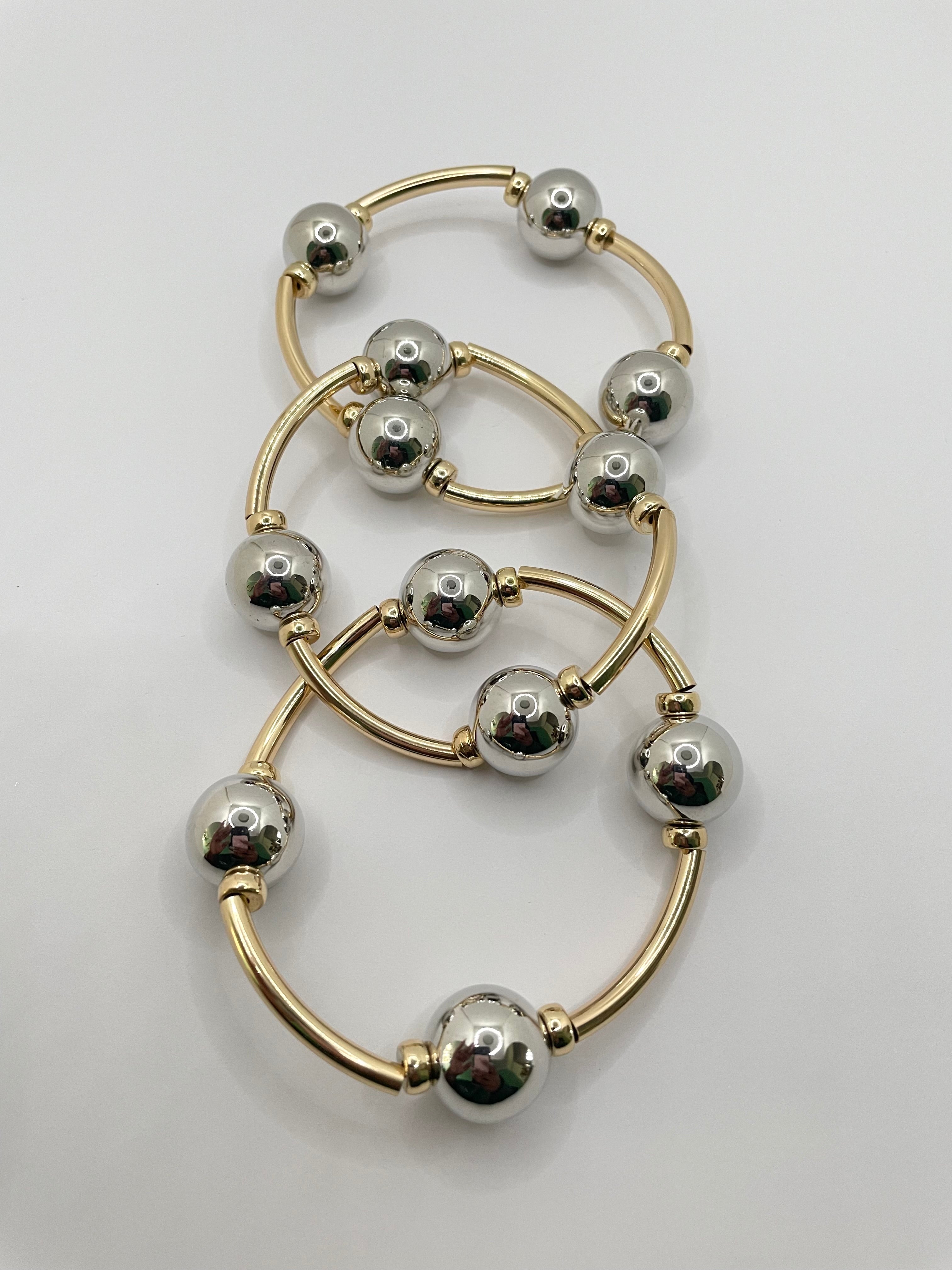 Khosi Mixed Metal Irregular Bead Bracelet Set