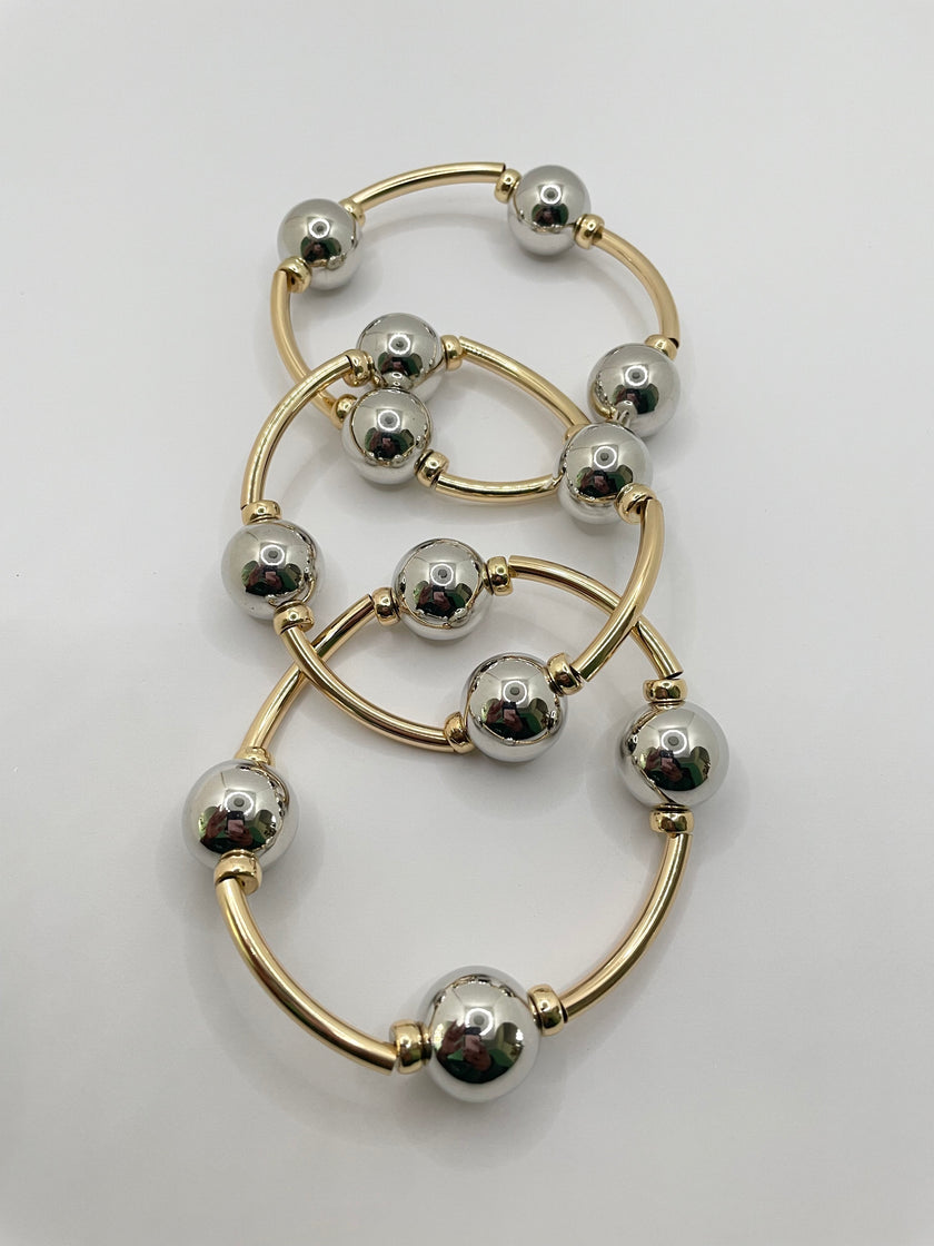 Khosi Mixed Metal Irregular Bead Bracelet Set