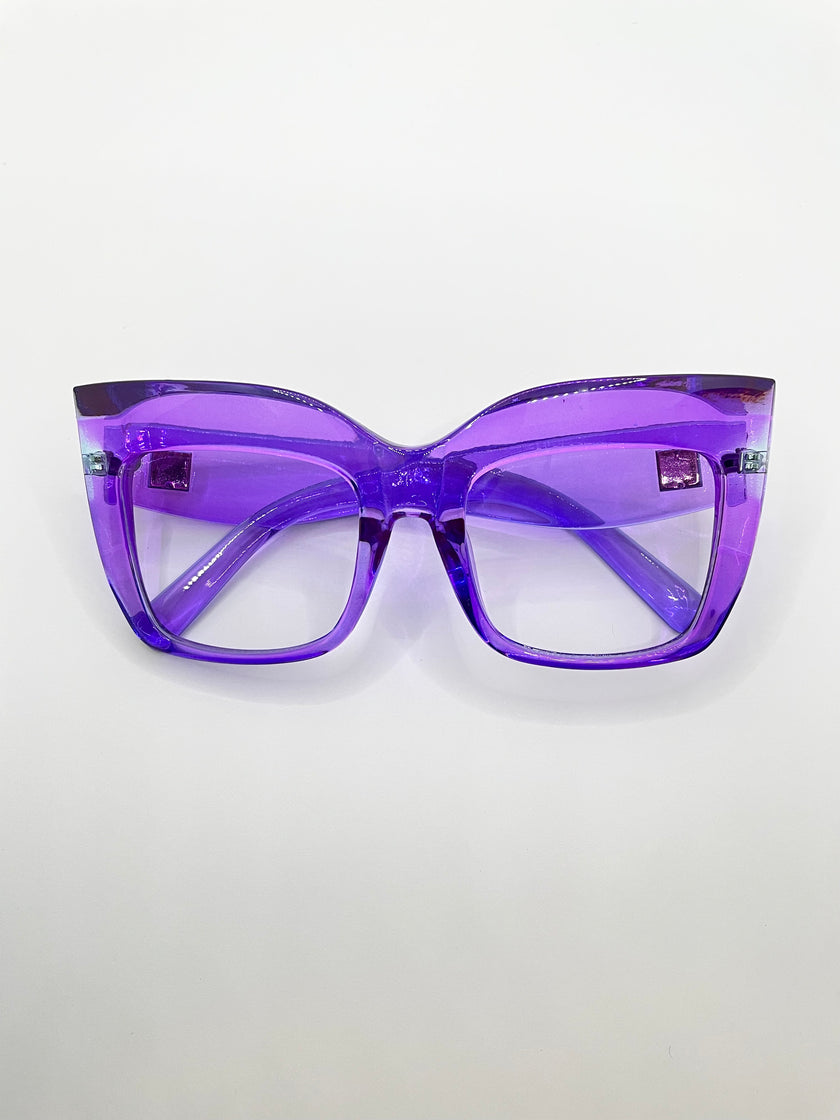 Khosi Oversized Purple Transparent Lens Glasses