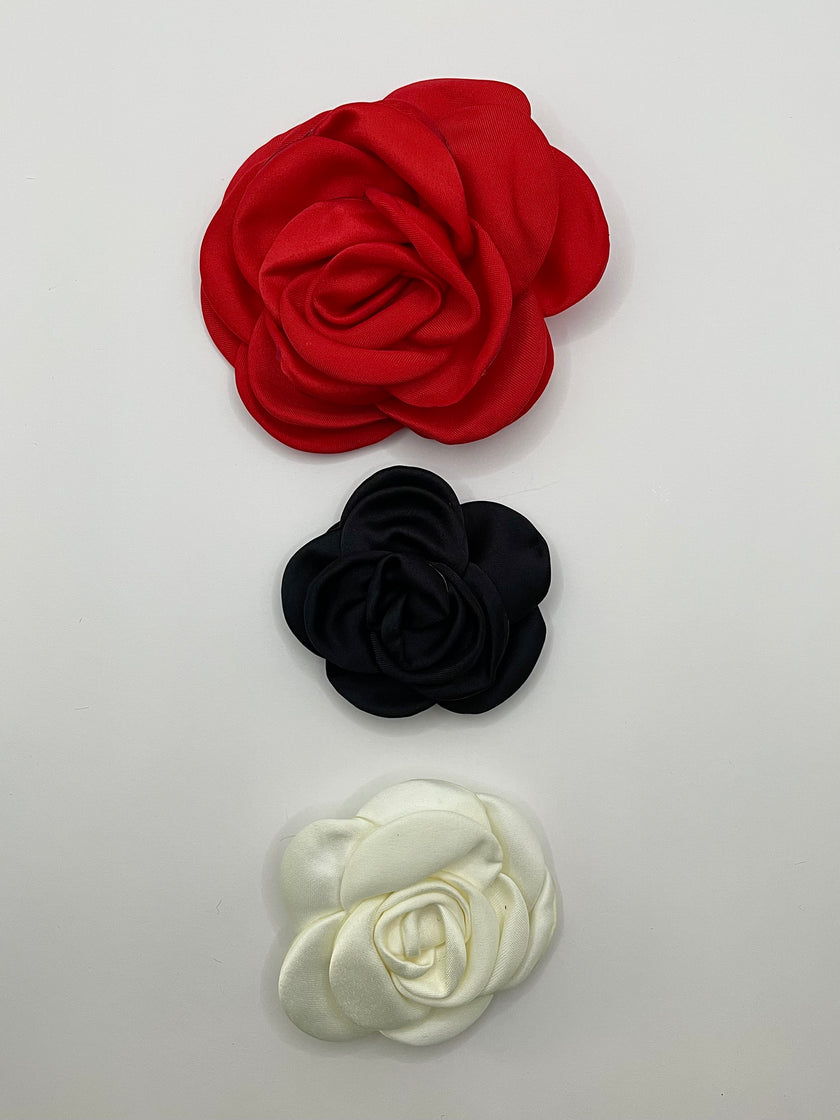 Nomsa Classic Cream, Red & Black Rosette Brooch