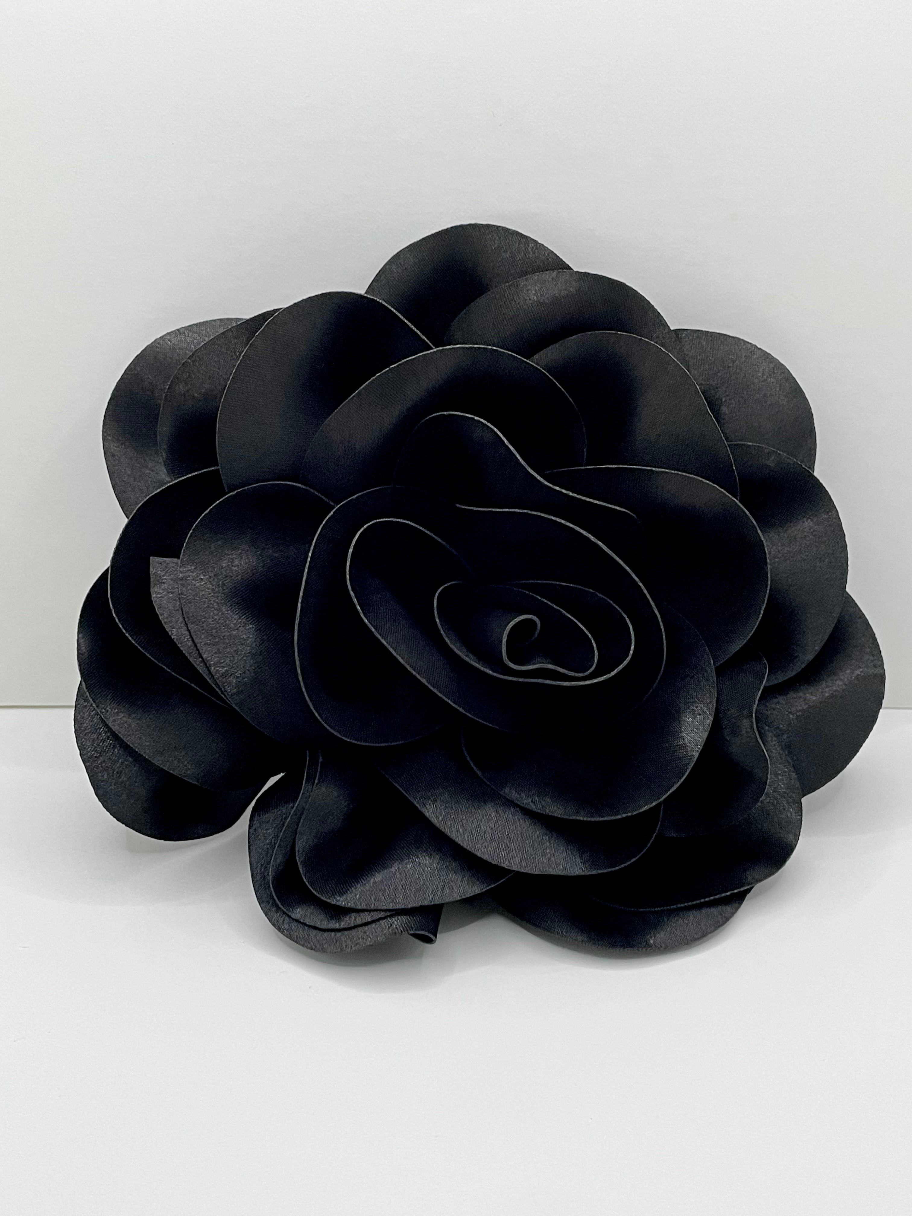 Cebo Oversized Black Blooming Rose Brooch
