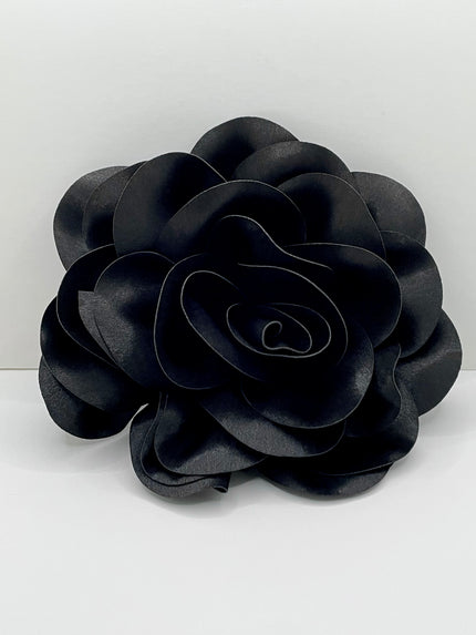 Cebo Oversized Black Blooming Rose Brooch