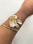 Lerato Gold & Cream Hand Painted Flower Wrist Cuff