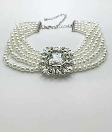 Leila Glamorous Crystal & Pearl Necklace