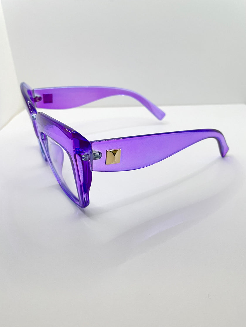 Khosi Oversized Purple Transparent Lens Glasses