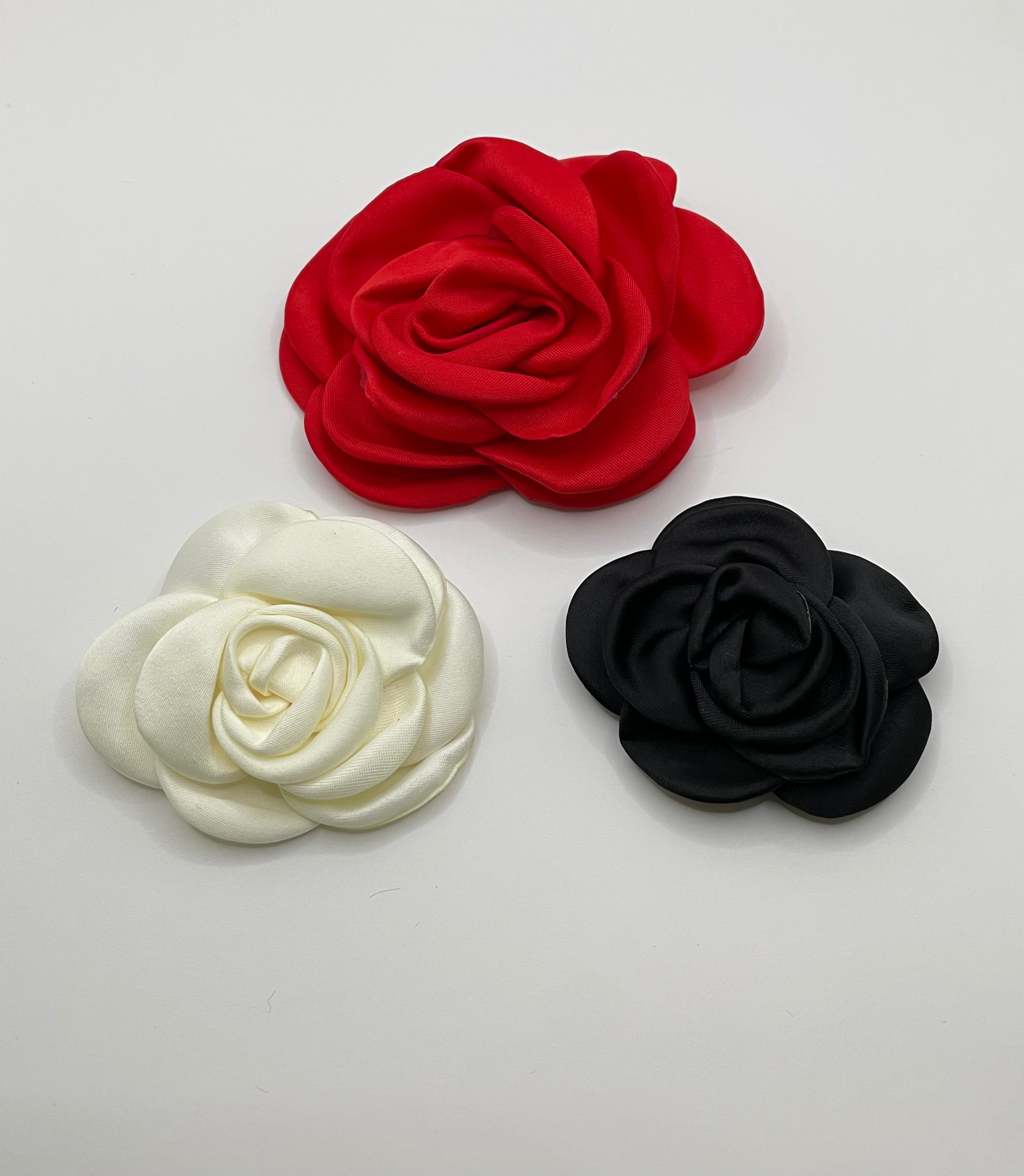 Nomsa Classic Cream, Red & Black Rosette Brooch