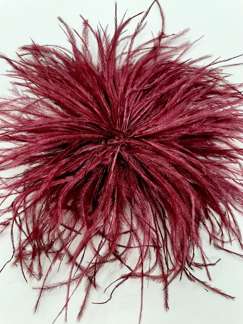Londeka Gorgeous Burgundy Ostrich Feather Brooch