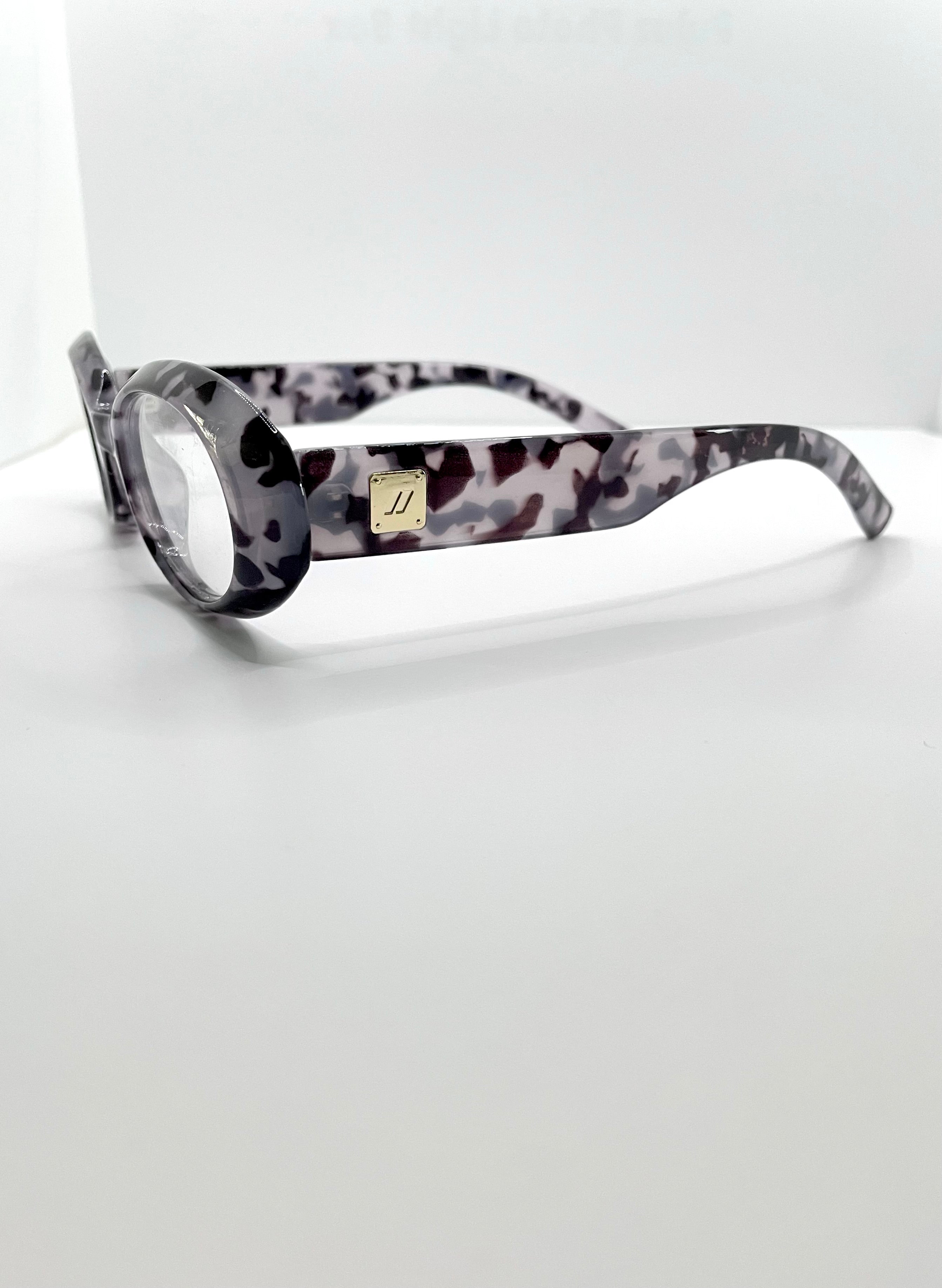 Catherine Leopard Print Transparent Lens Glasses