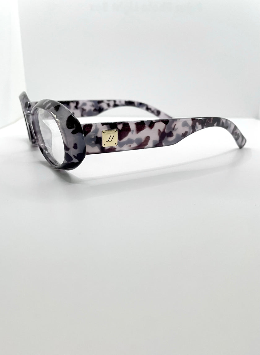 Catherine Leopard Print Transparent Lens Glasses
