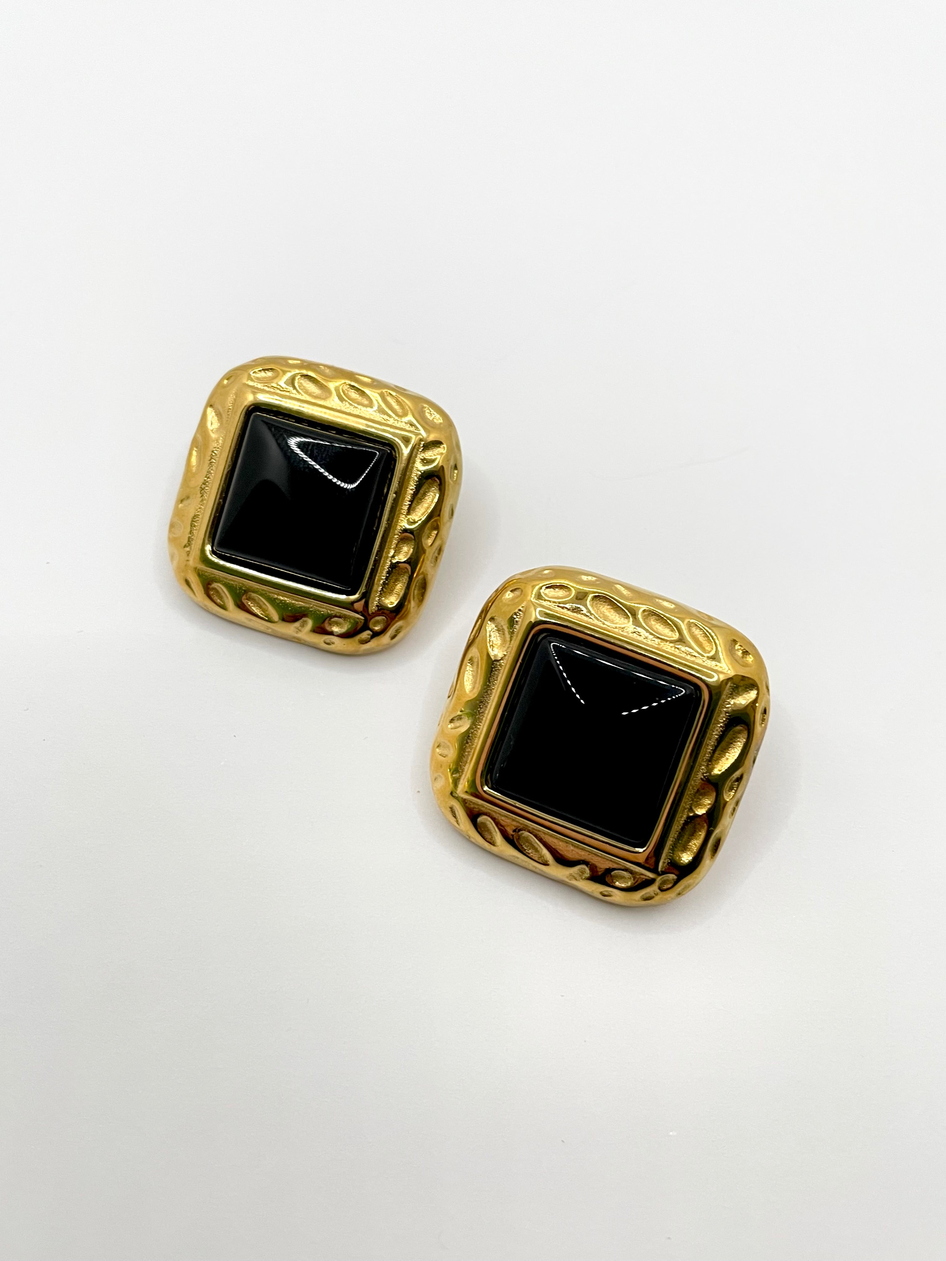 Nompilo Vintage Gold & Black Stud Earrings