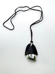 Hitekani Unique Black Leather & Silver Pendant Necklace
