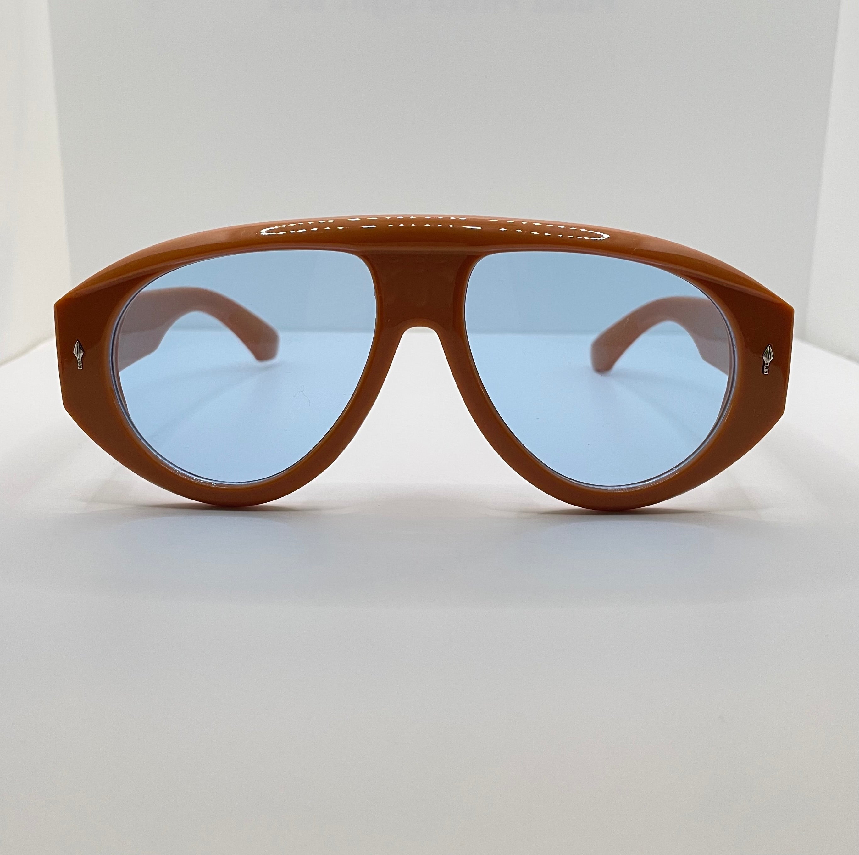 Lele Orange Aviator Blue Lens Sunglasses