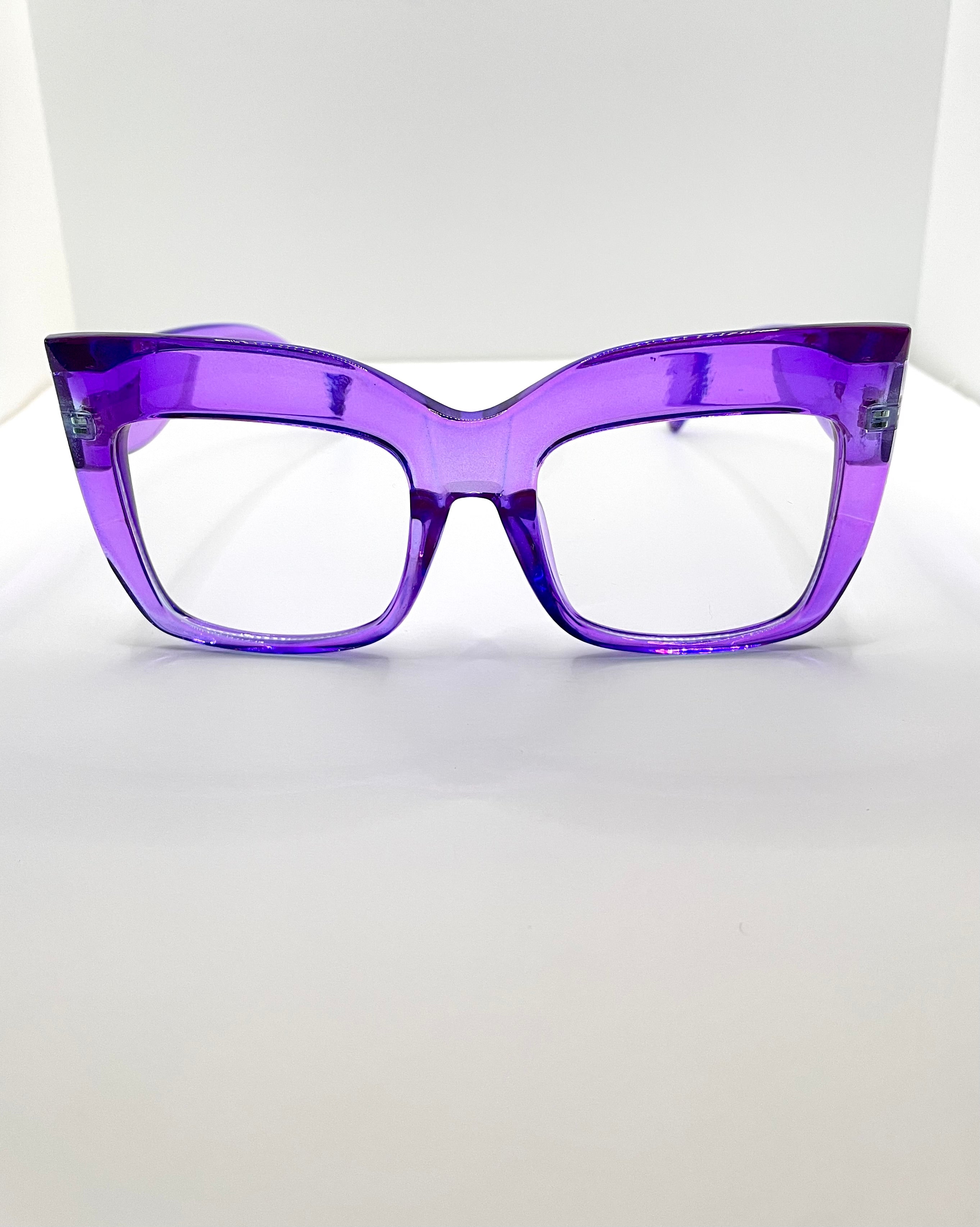 Khosi Oversized Purple Transparent Lens Glasses