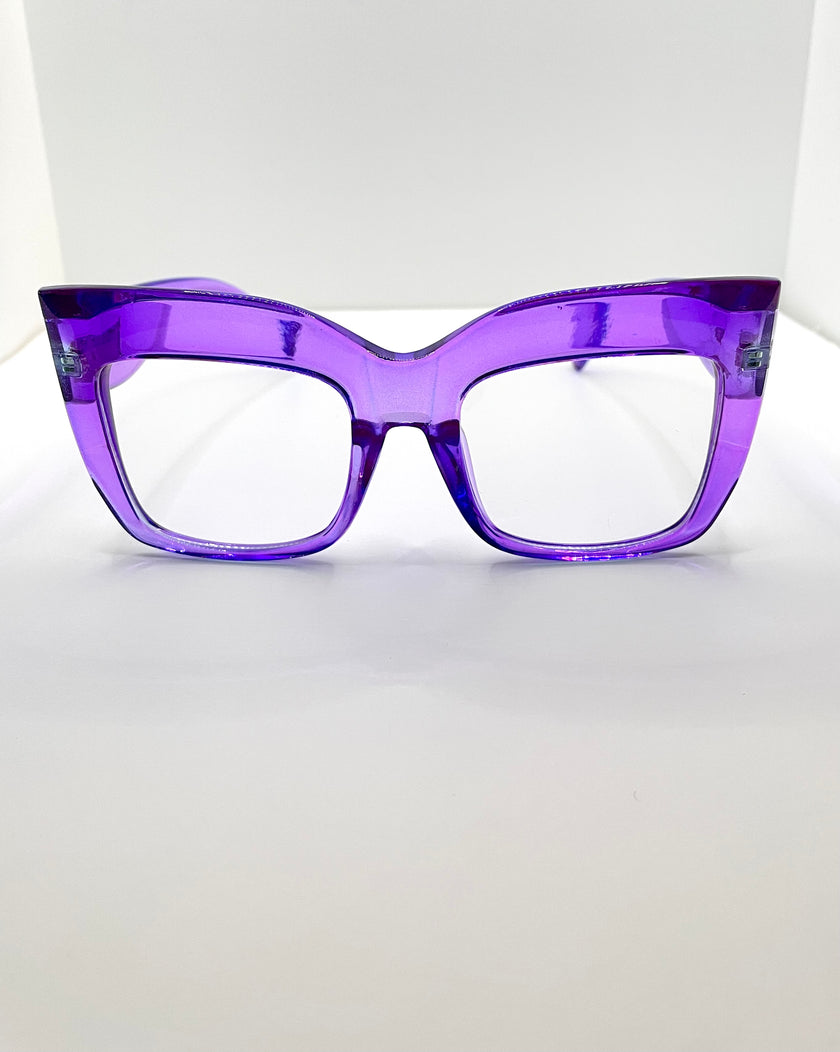 Khosi Oversized Purple Transparent Lens Glasses