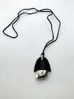 Hitekani Unique Black Leather & Silver Pendant Necklace
