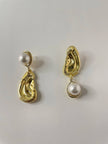 Lunathi Gold & Pearl Baroque Drop Earrings