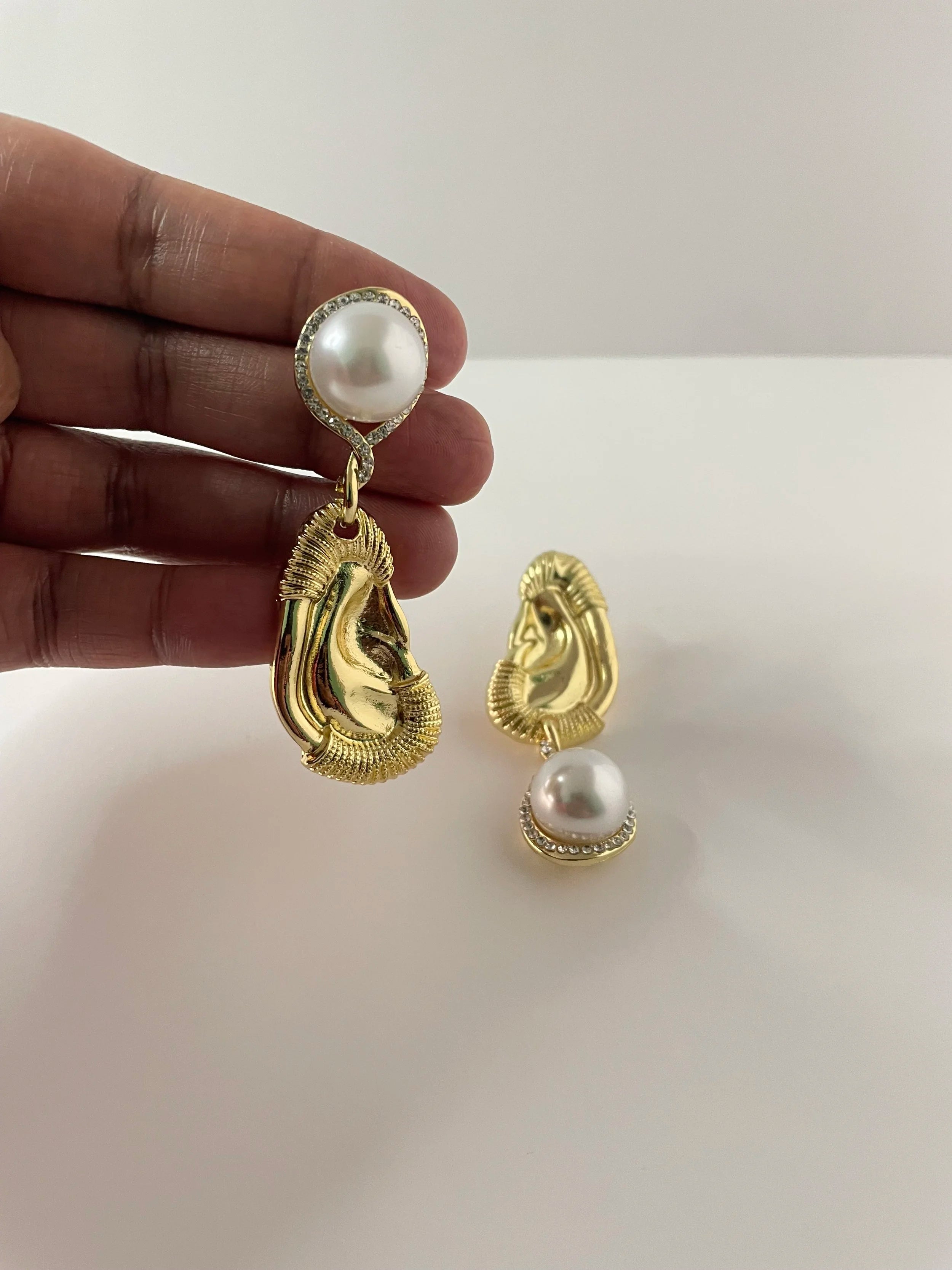 Lunathi Gold & Pearl Baroque Drop Earrings