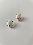Nontu White Embellished Oval Clip On  Earrings