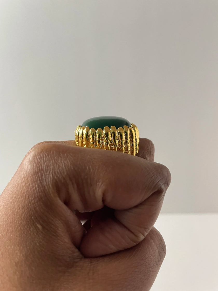 Babelwe Green & Gold Statement Cocktail Ring
