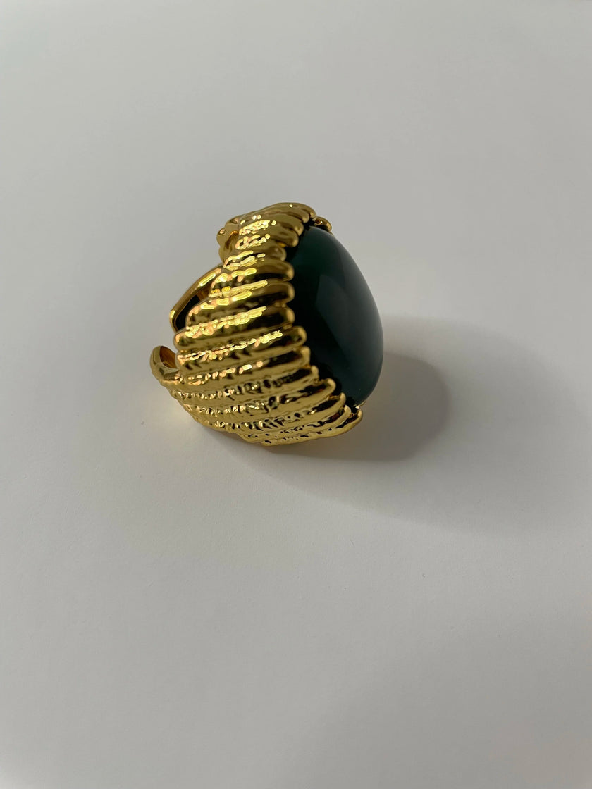 Babelwe Green & Gold Statement Cocktail Ring