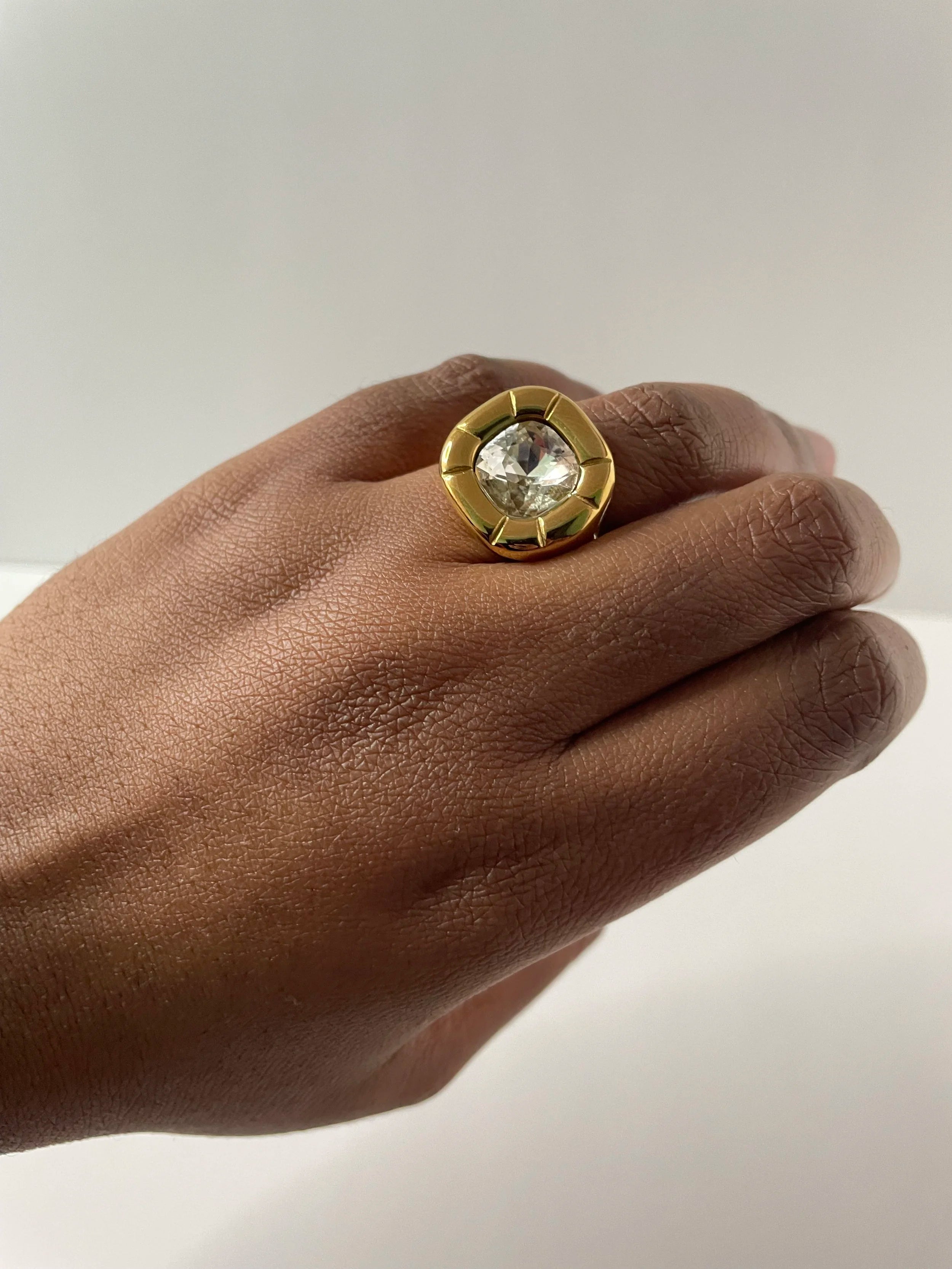Sanelisiwe Gold Cocktail Ring With Clear Crystal
