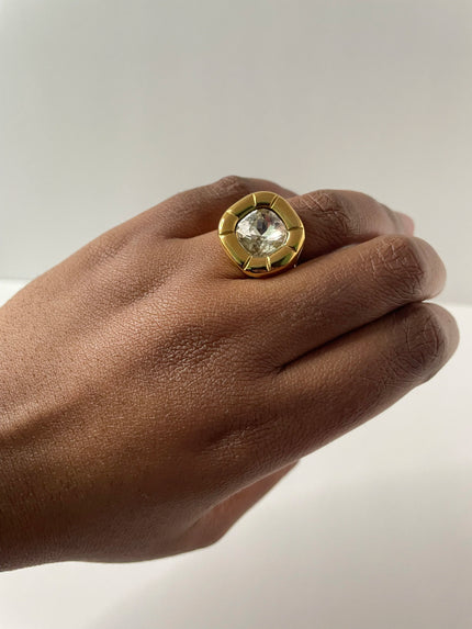 Sanelisiwe Gold Cocktail Ring With Clear Crystal