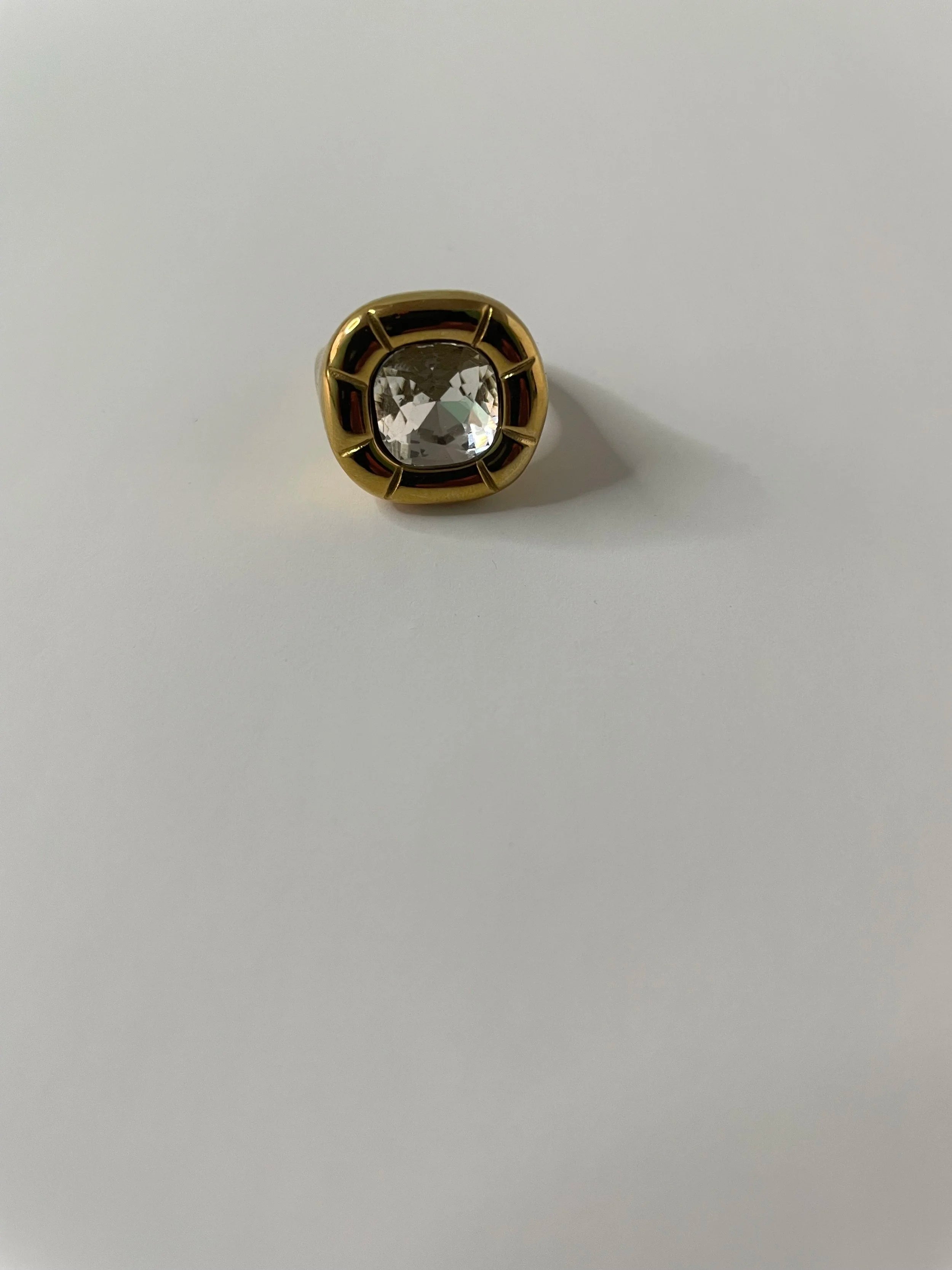 Sanelisiwe Gold Cocktail Ring With Clear Crystal