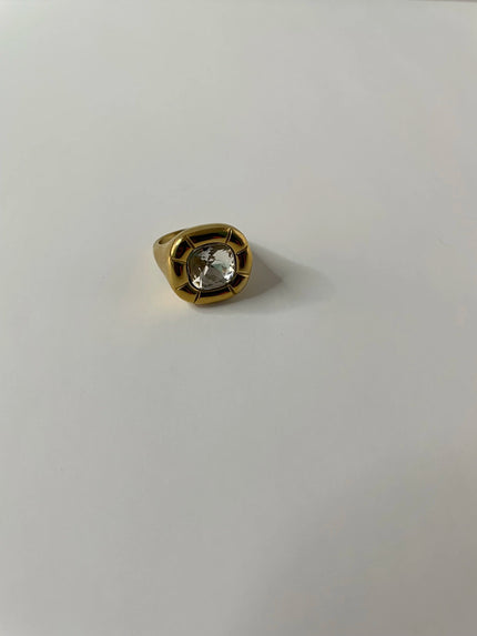 Sanelisiwe Gold Cocktail Ring With Clear Crystal