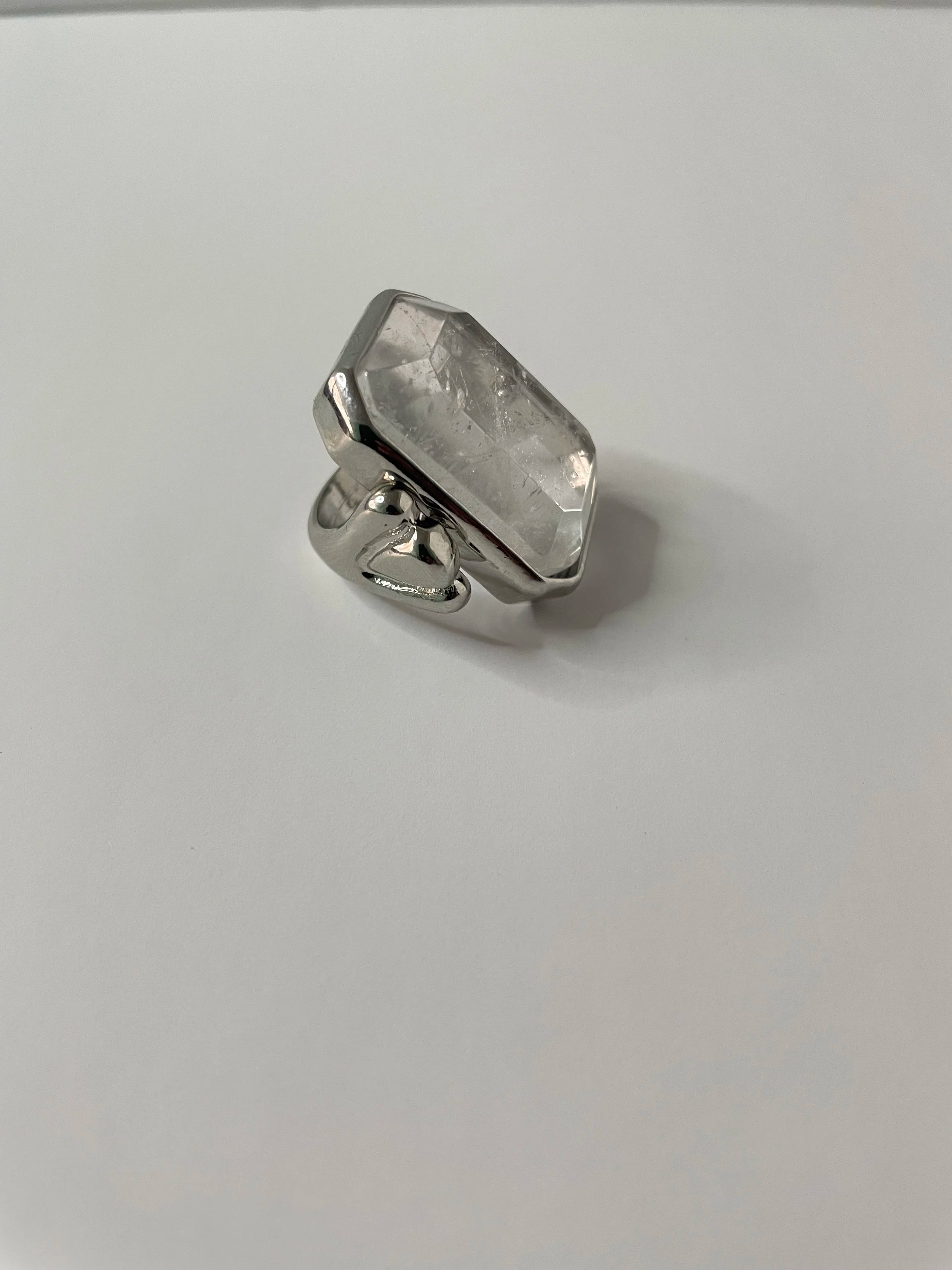 Lungile Silver Statement Ring With Clear Crystal