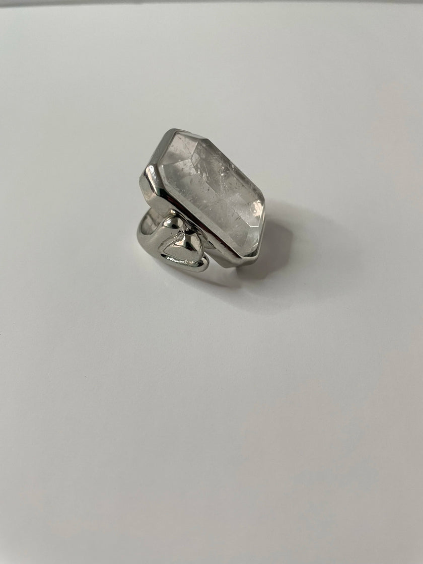 Lungile Silver Statement Ring With Clear Crystal