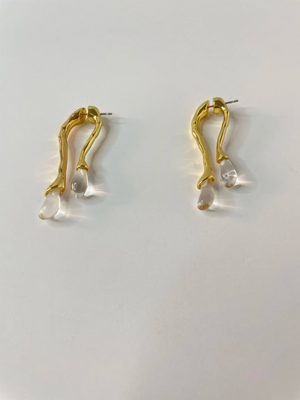 Vuyelwa Cocktail Gold & Clear Resin Earrings