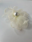 Bibi Cream Fabric & Pearl Oversized Earrings