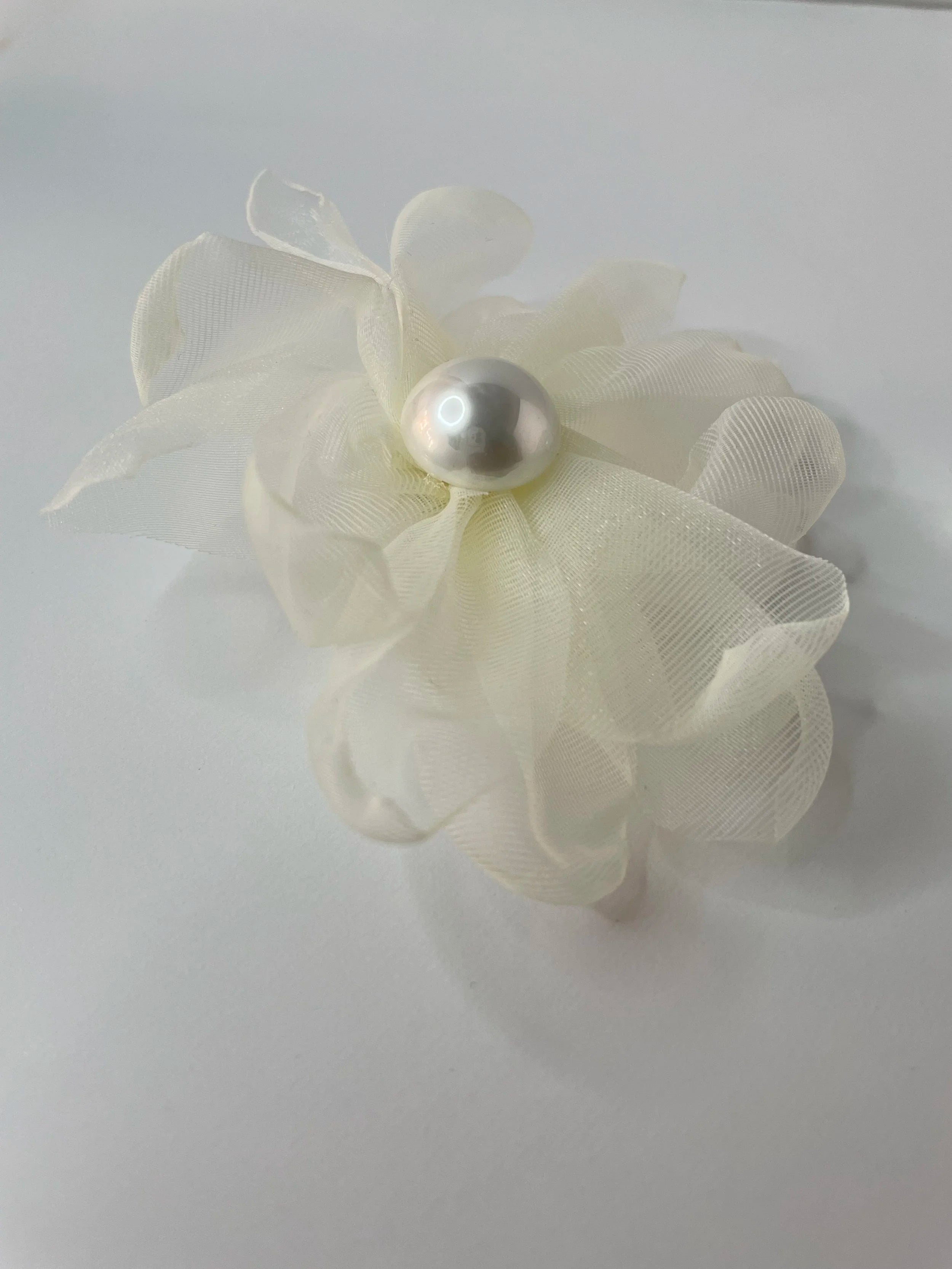 Bibi Cream Fabric & Pearl Oversized Earrings