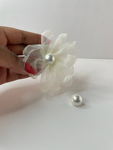 Bibi Cream Fabric & Pearl Oversized Earrings