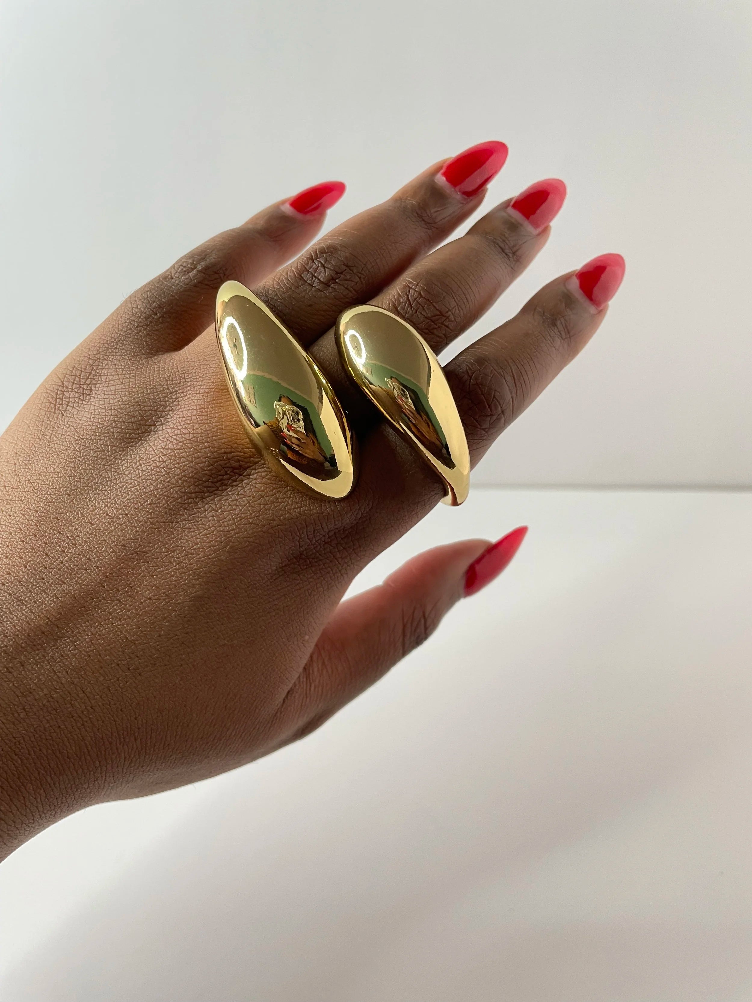 Lwandi Gold Teardrop Wrap Two Finger Ring