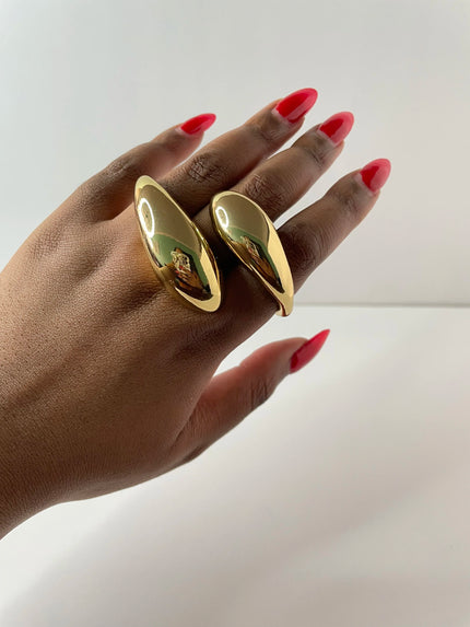 Lwandi Gold Teardrop Wrap Two Finger Ring