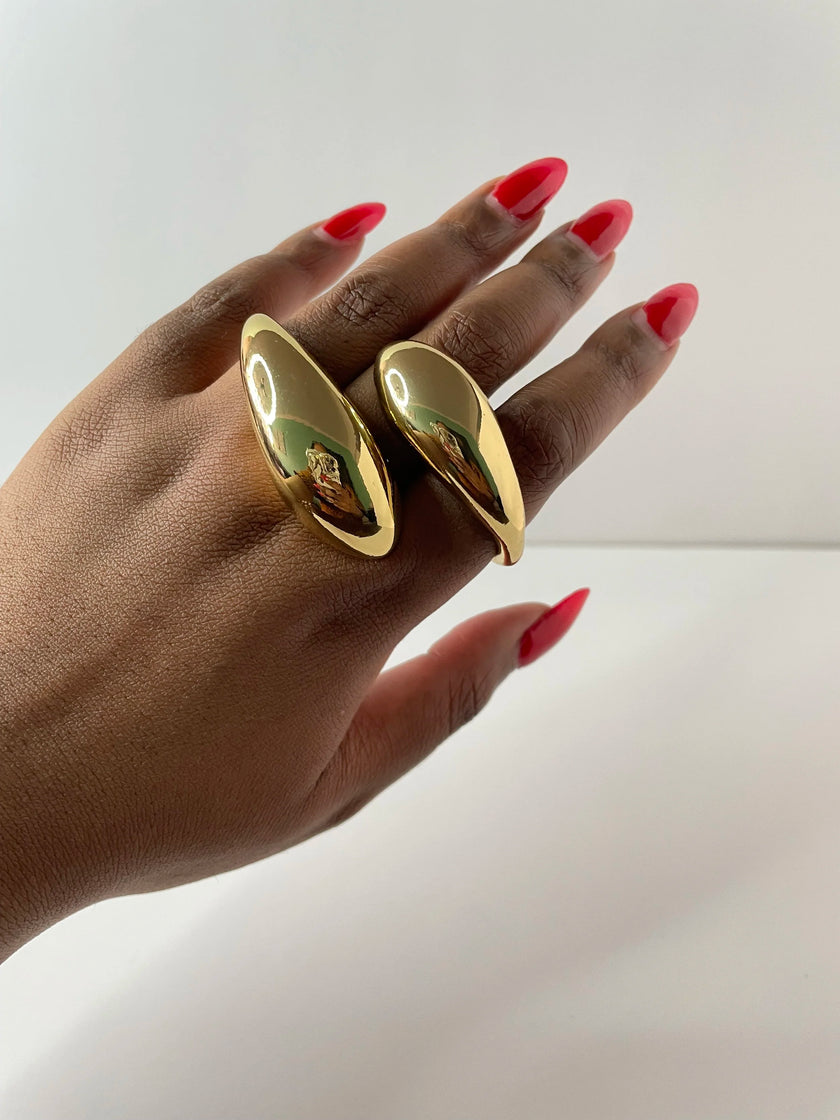 Lwandi Gold Teardrop Wrap Two Finger Ring