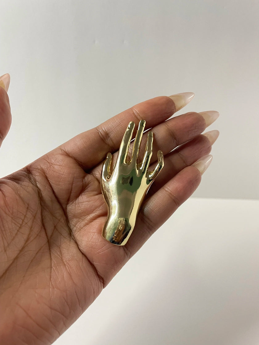 Sebo Gold Modern Sculptural Hand Broach (Small)