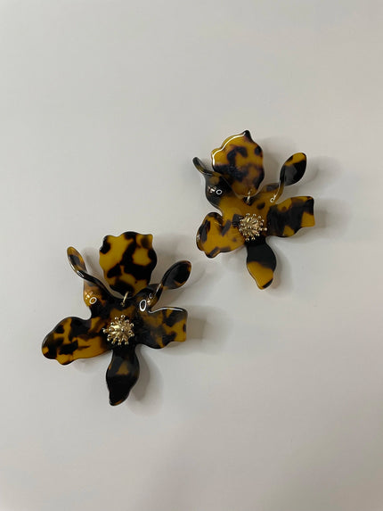 Nomvula Tortoiseshell Resin Flower Earrings