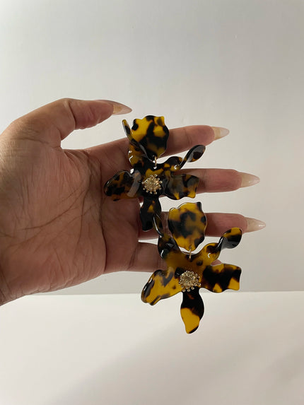 Nomvula Tortoiseshell Resin Flower Earrings