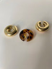 Doreen Chunky Gold & Leopard Print Stackable Ear Cuffs Set