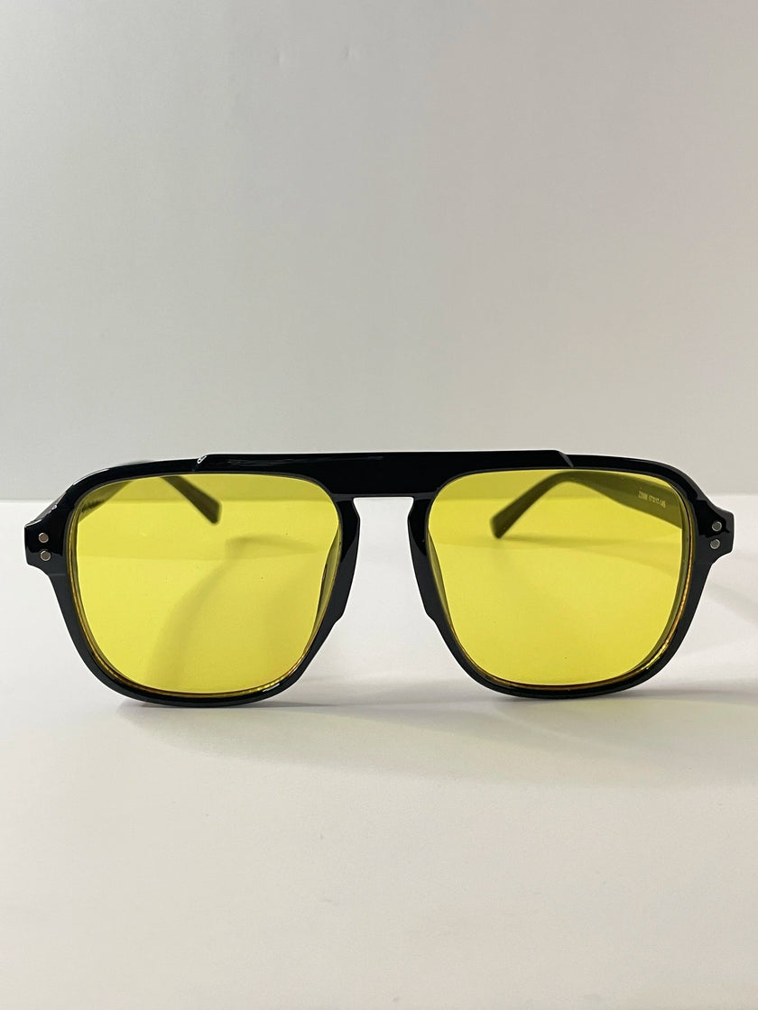 Bandile Black & Yellow Modern Aviator Style Sunglasses