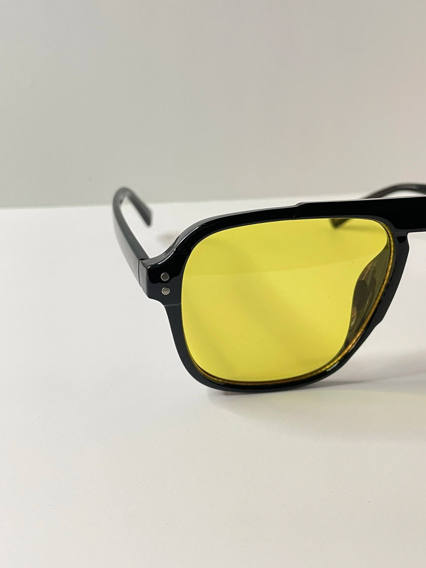 Bandile Black & Yellow Modern Aviator Style Sunglasses